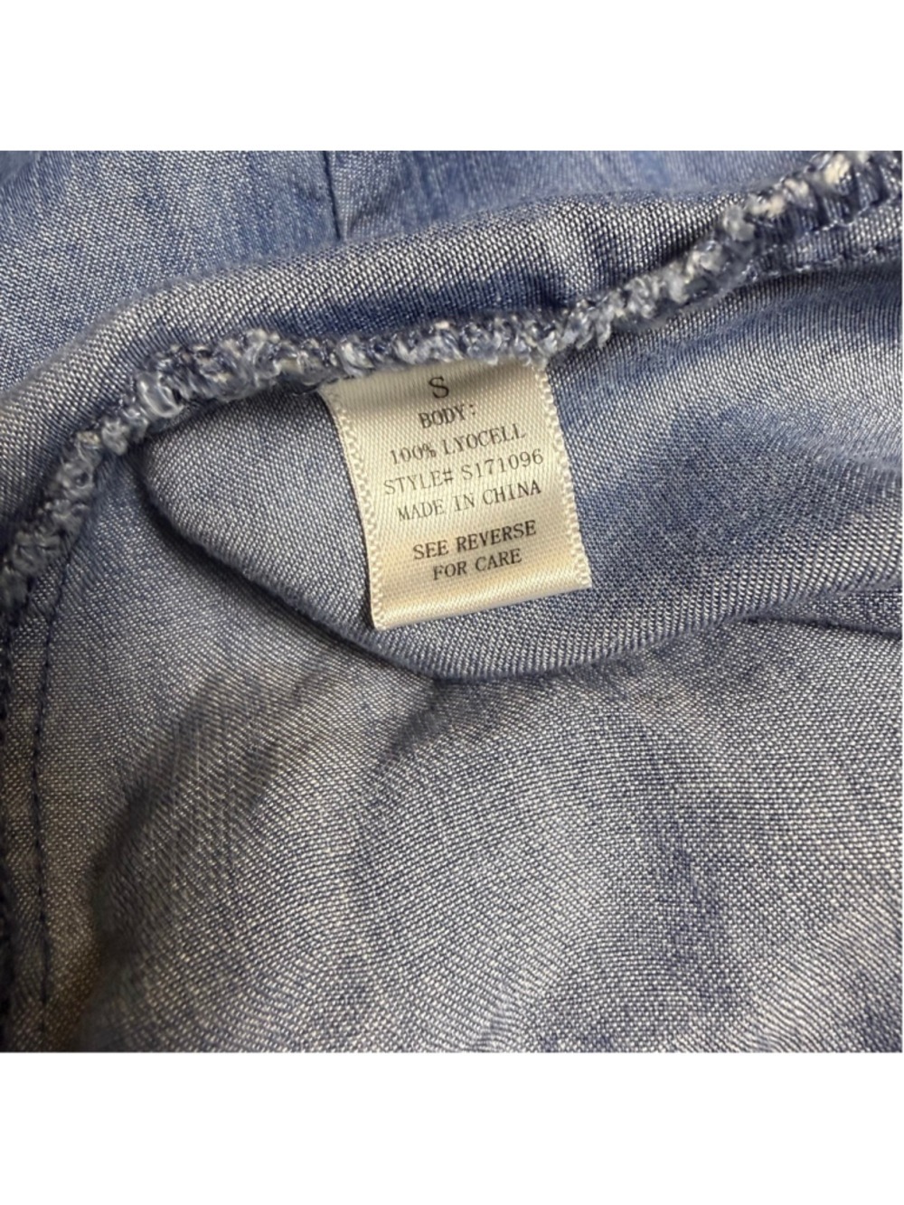 Denim Chambray Boho Peasant dress Bell Sleeve Cottagecore Size Small - Picture 7 of 7